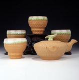 丹凤壶套组（跳刀有螺纹）绿色 原矿系列茶具