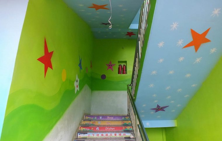 幼儿园墙绘 楼梯墙壁
