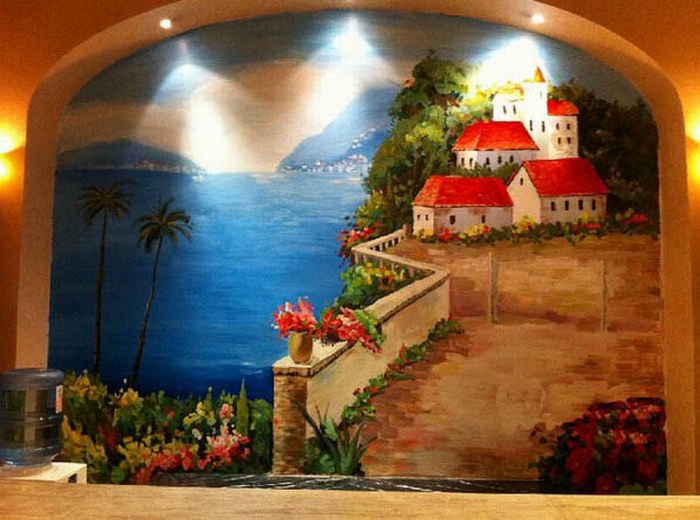 地中海风景墙绘