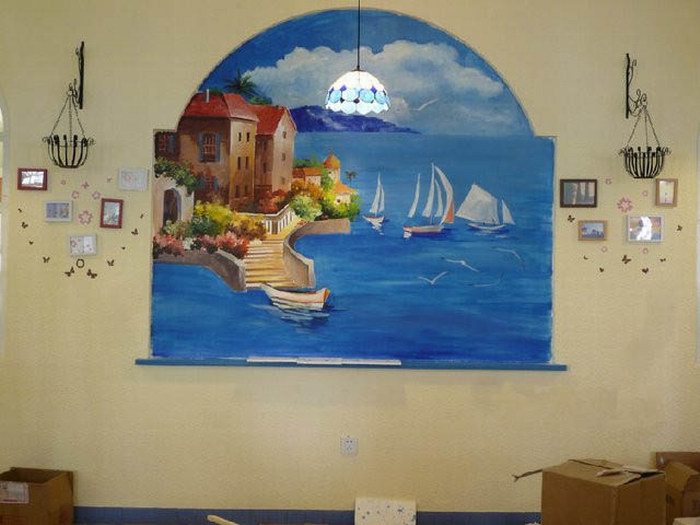 地中海风景墙绘